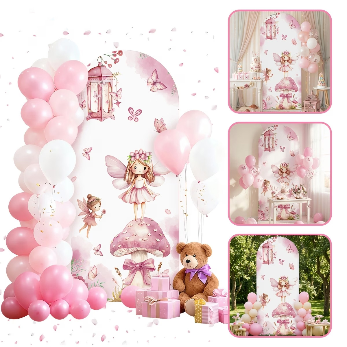 Dessert Table Backdrop - Sfondo con Fate e Funghi, Decorazione