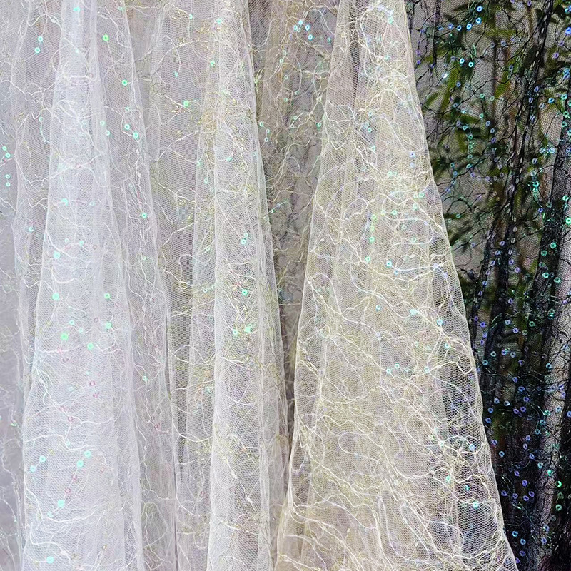 Glitter Tablecloth - Tessuto di pizzo netto trasparente con